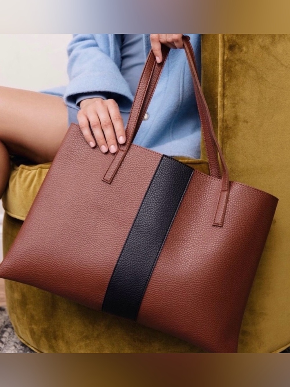 Vince Camuto faux leather luck tote bag shoulder bag brown